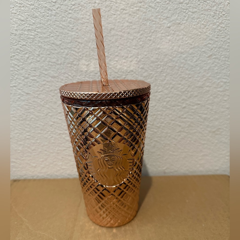 Starbucks- Gold Chrome Jeweled Cold Cup Grande size